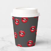 Graue, glänzende Lippen Pappbecher (Vorderseite)