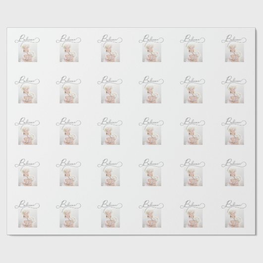 Graue Glaube Script mit Foto Weihnachten Geschenkpapier (Flach)