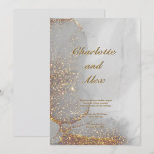 Graue Glitter Chic Alcohol-Tinte Hochzeitseinladun Einladung