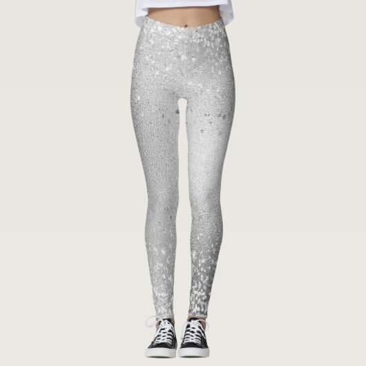 Graue Glitter-Funkeln Leggings (Vorderseite)