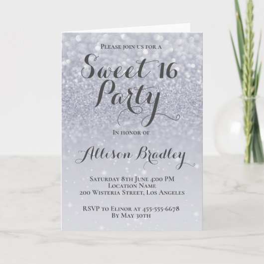 Graue Glitzer Feiertagskarte (Vorderseite)