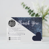 Graue Glitzer-Geo-Logo-Kunde Vielen Dank Dankeskarte (Stehend Vorderseite)