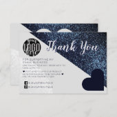 Graue Glitzer-Geo-Logo-Kunde Vielen Dank Dankeskarte (Vorne/Hinten)