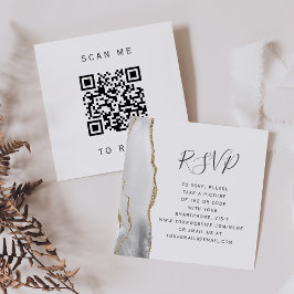 Graue Gold-Agate-Hochzeit QR-Code-UAWG Begleitkarte