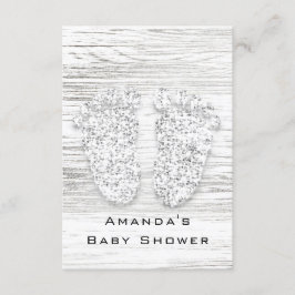 Graue Gold Baby Dusche Feet Wood White Girl Boy Einladung