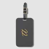 Graue Gold-Farb Monogramm Professional Gepäckanhänger (Vorderseite Vertikal)