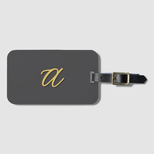 Graue Gold-Farb Monogramm Professional Gepäckanhänger (Vorderseite (Horizontal))