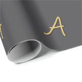 Graue Gold-Farb-Monogramm Professional Geschenkpapier (Rolleneckpunkt)
