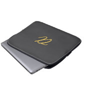 Graue Gold-Farb Monogramm Professional Laptopschutzhülle (Vorne Knopf)