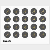 Graue Gold-Farb Monogramm Professional Runder Aufkleber (Blatt)