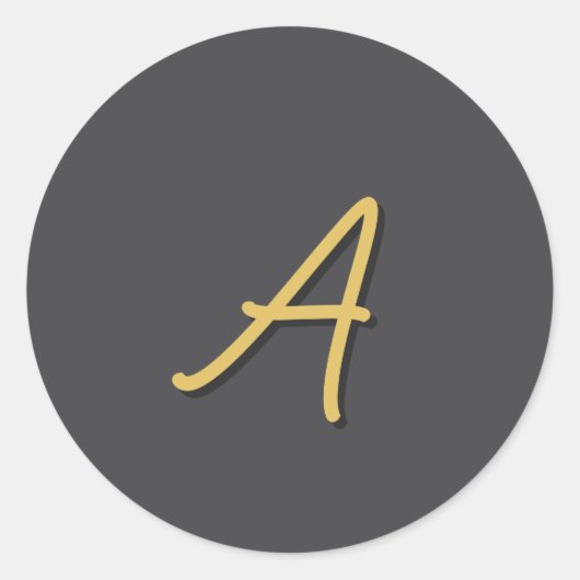 Graue Gold-Farb Monogramm Professional Runder Aufkleber (Vorderseite)