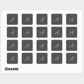 Graue Gold-Farbige Monogramm Professional Quadratischer Aufkleber (Blatt)