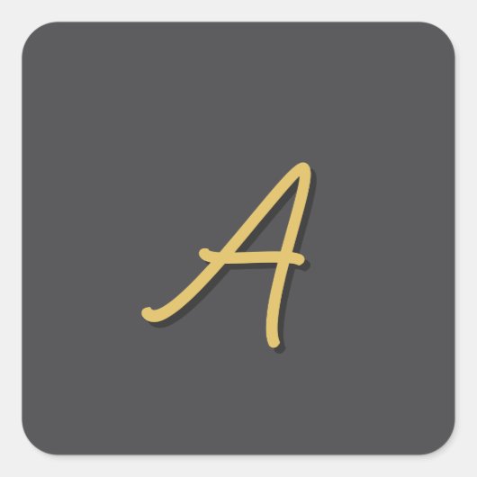 Graue Gold-Farbige Monogramm Professional Quadratischer Aufkleber (Vorderseite)