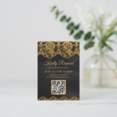 Graue Gold Foil Lace QR Code UAWG Wedding Website Begleitkarte (Stehend Vorderseite)