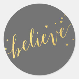 Graue Gold-Glaube-Script | Urlaub Runder Aufkleber