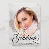 Graue Gold Glitzer Foto Virtual Graduation Party Einladung (Vorne/Hinten)