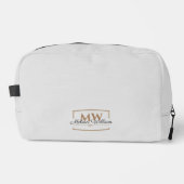 Graue Gold Monogram Name Script Waschbeutel (Vorderseite)