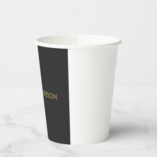 Graue goldene Farbe Beruflich Name hinzufügen Pappbecher (Links)