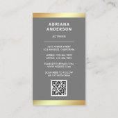 Graue goldene Modellschauspielerin QR Code 2 FotoC Visitenkarte (Rückseite)