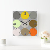 Graue, goldene und orangefarbene Riesenteile aus d Quadratische Wanduhr (Zuhause)