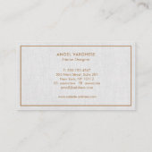 Graue goldfarbene Leinen Beruflich Visitenkarte (Rückseite)