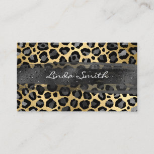 Graue Goldfolie Leopard Pinselstrich Visitenkarte