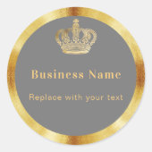 Graue Goldkrone Runder Aufkleber (Vorderseite)