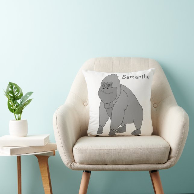 Graue Gorilla-Design personalisiert Kissen (Stuhl )