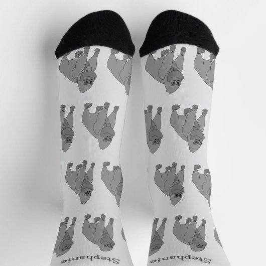 Graue Gorilla-Design personalisiert Socken (Oben)