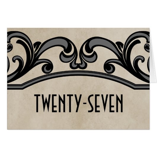 Graue Gothic Wirbel Tischnummer Card (Vorderseite (Horizontal))