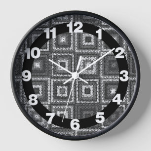 Graue Granny Quadrate Mustermauer Uhr