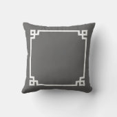 Graue graue griechische Schlüsselgrenzeneinteilung Kissen (Rückseite)