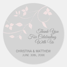 Graue, graue Rosa Pastel Danke Hochzeit Runder Aufkleber
