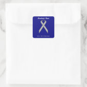 Graue/graue Standard-Ribbon Quadratischer Aufkleber (Tasche)