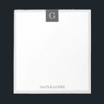 Graue Grenze Moderne rustikale Monogramm Notizblock<br><div class="desc">Graue Grenze Modernes rustikales Monogramm Personalisiert Notepad</div>