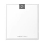 Graue Grenze Moderne rustikale Monogramm Notizblock (Vorderseite)