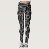 Graue Grooves, schwarzer Hintergrund Leggings (Vorderseite)