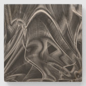 Graue Grooves, schwarzer Hintergrund Steinuntersetzer (Vorderseite)