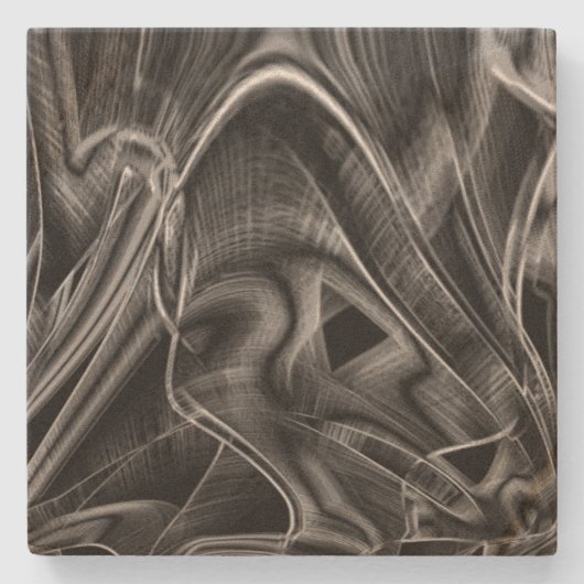 Graue Grooves, schwarzer Hintergrund Steinuntersetzer (Vorderseite)