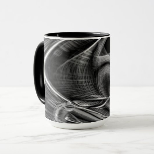 Graue Grooves, schwarzer Hintergrund Tasse (Vorderseite Links)
