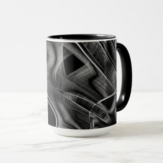 Graue Grooves, schwarzer Hintergrund Tasse (VorderseiteRechts)