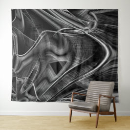 Graue Grooves, schwarzer Hintergrund Wandteppich