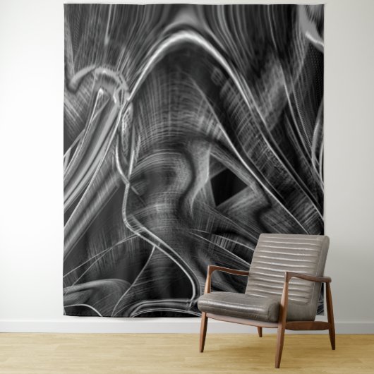 Graue Grooves, schwarzer Hintergrund Wandteppich (Beispiel)