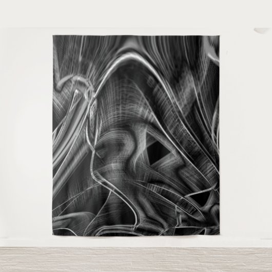 Graue Grooves, schwarzer Hintergrund Wandteppich (Vorderseite)