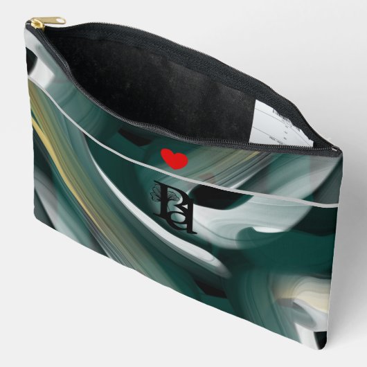 Graue große Accessoires Pouch Trend Abstrakt grün Zubehörtasche (Offen)