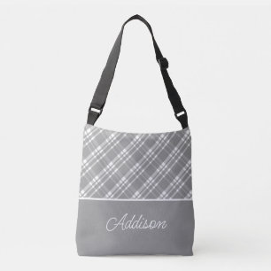 Graue, große Karierte und gestreifte Crossbody-Tas Tragetaschen Mit Langen Trägern