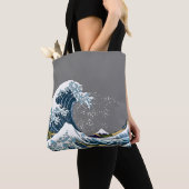 Graue große Welle weg von modernem Pop Kanagawa Tasche (Von Nahem)