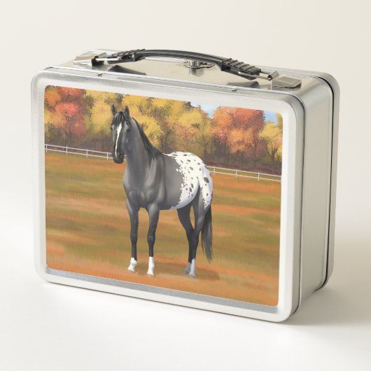 Graue Grulla Appaloosa Vierter Stallion Metall Brotdose (Rückseite)