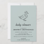 Graue grüne, einfache Linie Tierente Einladung (Vorderseite)