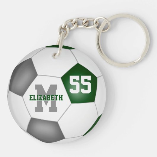 Graue grüne Schulmannschaft färbt Jungen Fußball Schlüsselanhänger (Rückseite)